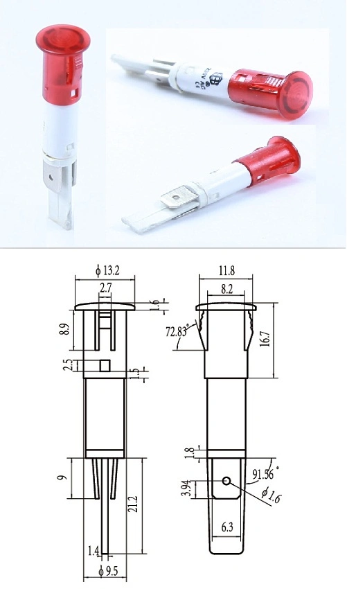 Mini Pilot lamba 10mm 12 Volt gösterge ışığı terminal ile kırmızı 0
